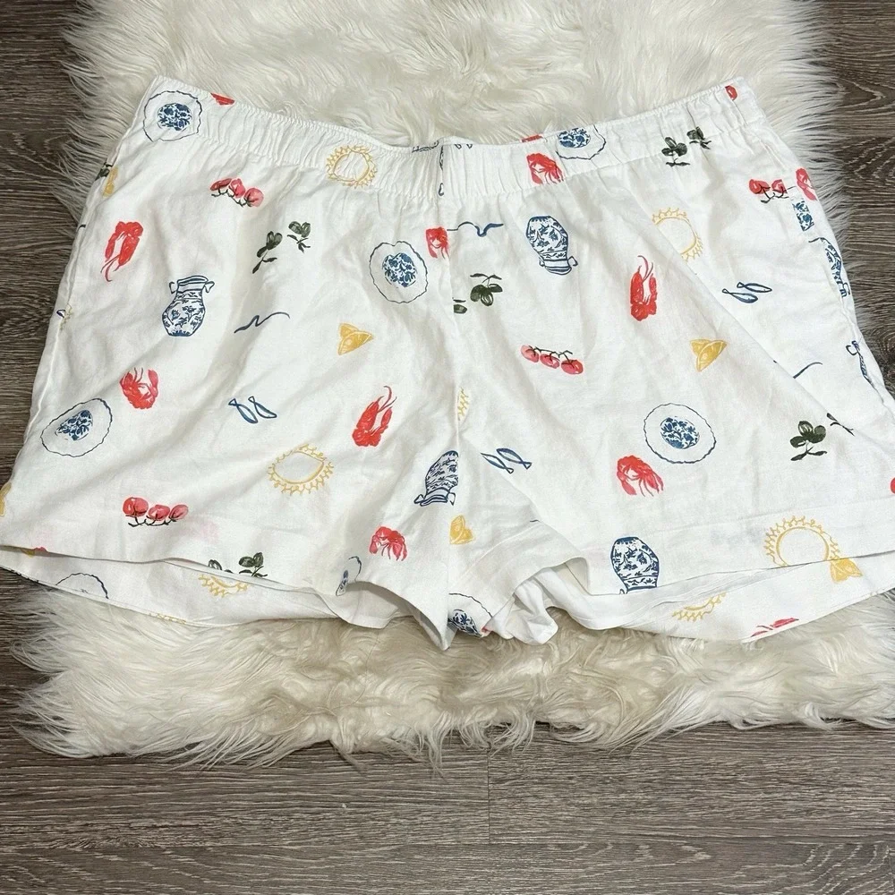 Abercrombie & Fitch Ultra High RIse Linen Blend Pull On Short Lobster XXL